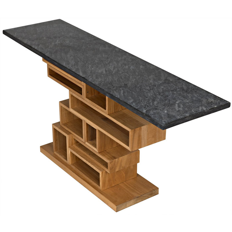 Balin 68'' Walnut Console Table with Black Marble Top
