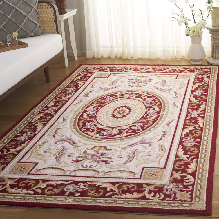 Hollander Oriental Hand-Hooked Wool Burgundy Area Rug