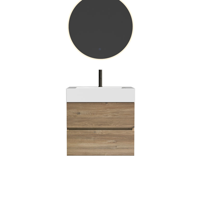 Meuble-lavabo écologique en chêne avec lavabo à quartz pour les maisons de style Mid-Century moderne