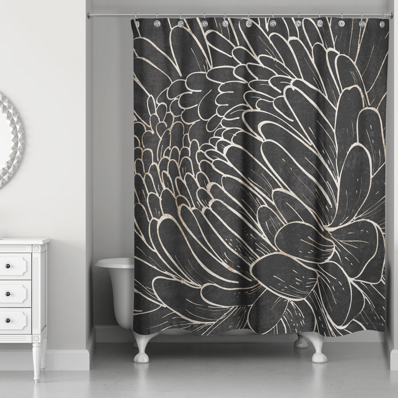 Floral Etching Shower Curtain