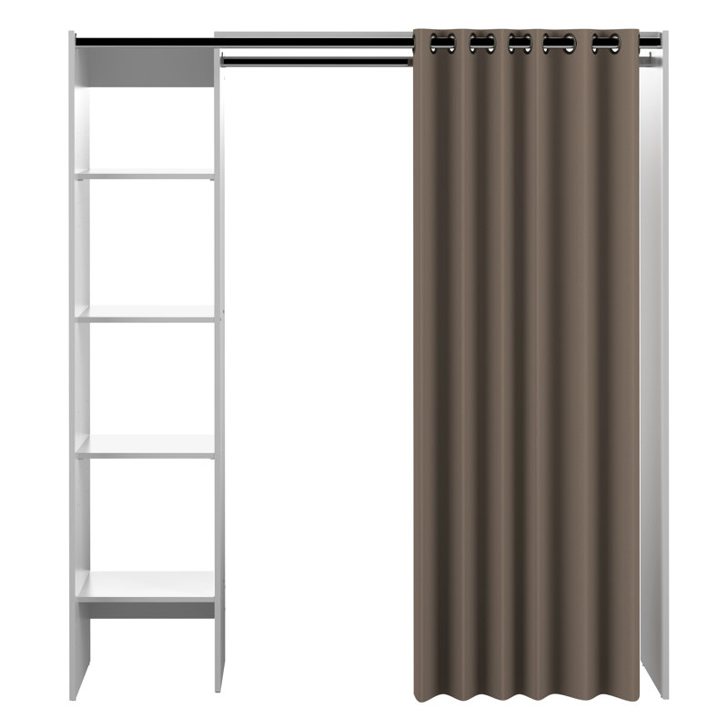 Tom & Jerry 123.2cm - 160cm Closet System, White/Taupe