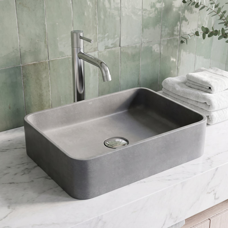 Lavabo vasque rectangulaire fait à la main gris L 16 po x l 12 po x H 4 po Segovia