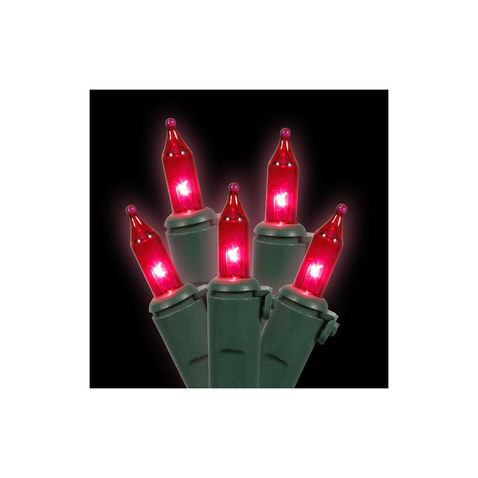 Mini Christmas Lights -  Wire Set, Pink/Green, 23' L