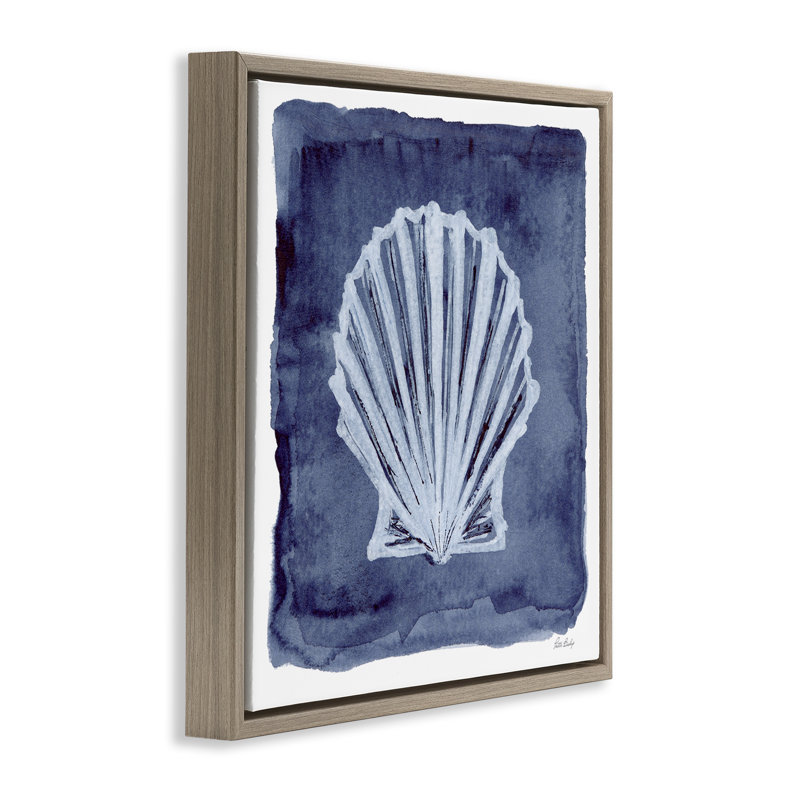 «Clam Shell Impression» par Patti Bishop, Cadre flottant orme Montalcino, H 25 po x l 25 po