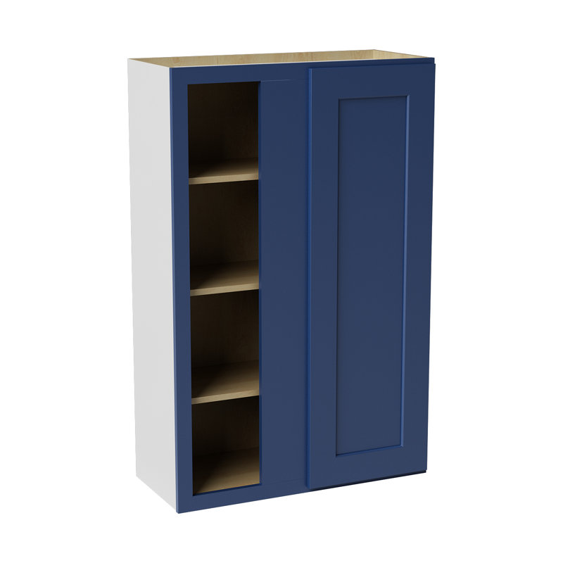 Armoire de coin murale, Shaker bleu, L 27 po x H 42 po x P 12 po