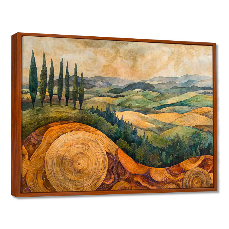 Crumrine - art mural vignoble, Brun, H 12 po x l 20 po, Reproduction avec cadre flottant