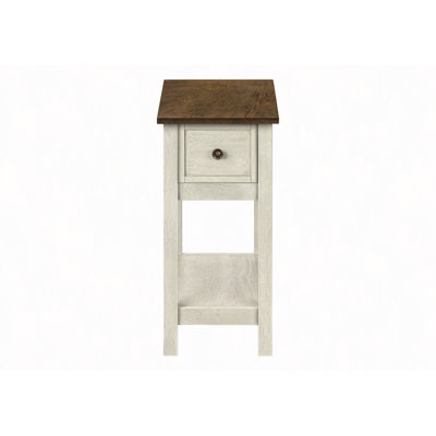 Table moderne, bout, table d'appoint, 2 niveaux, étroit, chambre à coucher, lampe, tiroir de rangement, transitionnel