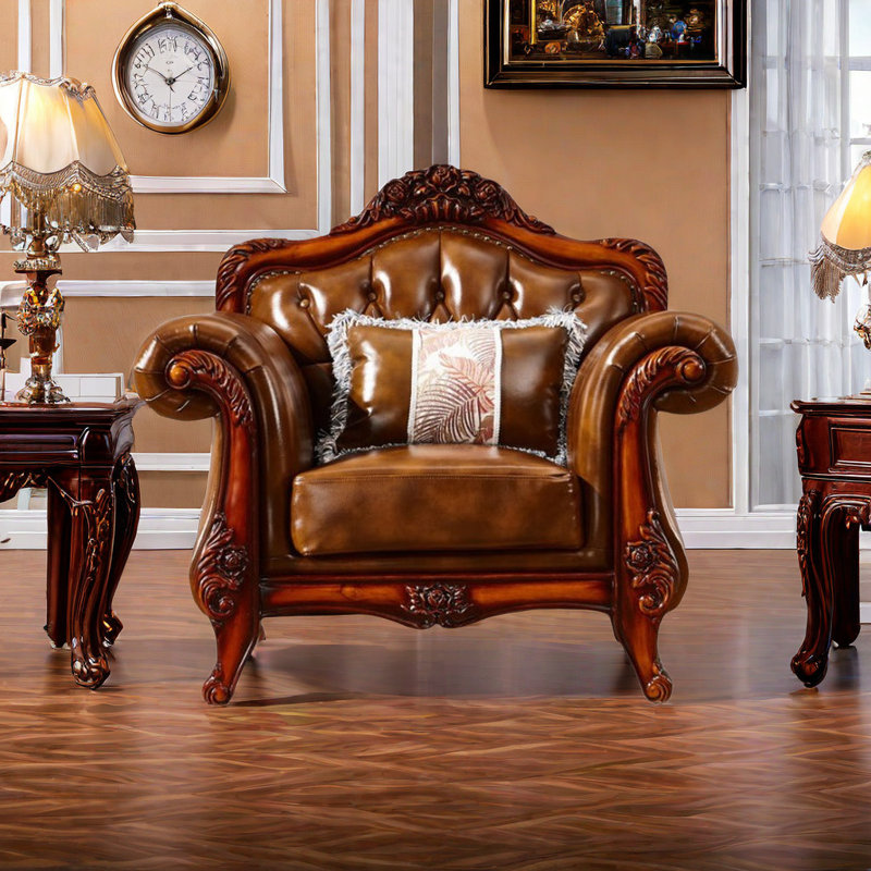 Fauteuil en cuir de vache de 46,45 po Asko