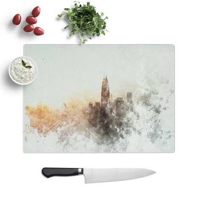 Tempered Glass Petronas Towers Through the Clouds Chopping Board