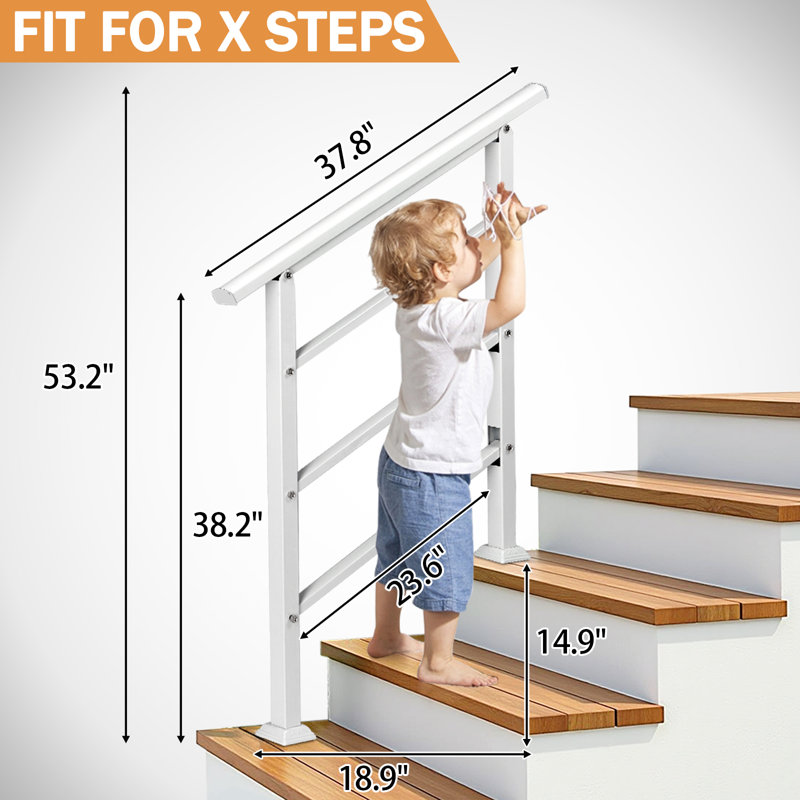 Rampe d'escalier extérieure en fer blanc pour rampe pour 1 à 3 marches