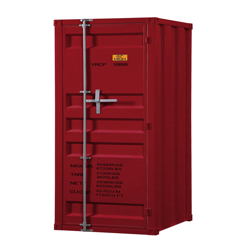 Garde-robe 1 porte avec serrure de contenant, Rouge