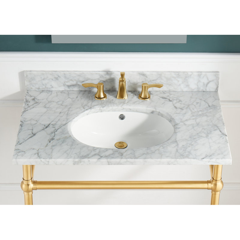 ANZZI Verona Series 36 po L x 22 po L Carrara blanc comptoir avec une seule cuve