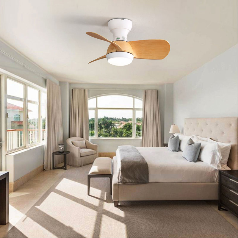 Mini ventilateur de plafond à DEL 23 pouces avec 3 pales en ABS, moteur à télécommande pour chambre à coucher