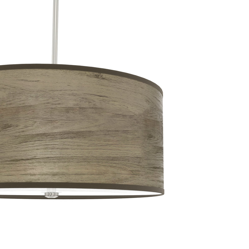 Solhaven 3 - Light Shaded Drum Pendant, Warm Gray Oak