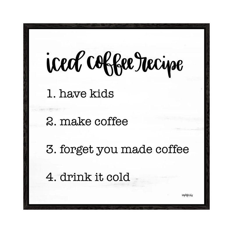 Iced Coffee Recipe by Imperfect Dust - Textual Art on Canvas, 66.04cm H x 66.04cm W x 3.81cm D, Black Framed