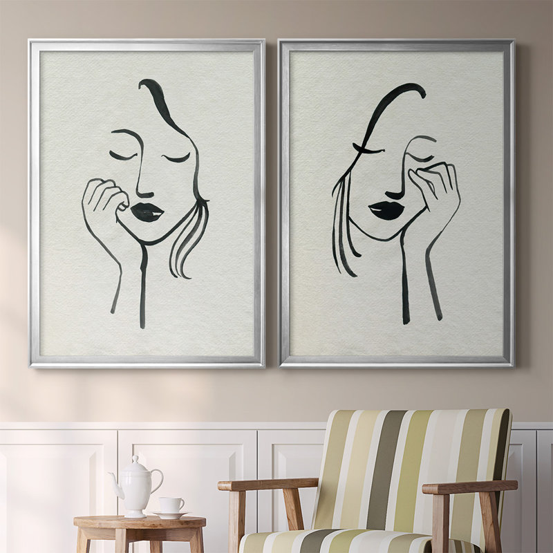 Day Dreamer I - Ensemble de 2 reproductions d'art sur toile encadrées, H 36,5 po x l 53 po x P 1,25 po, Argent