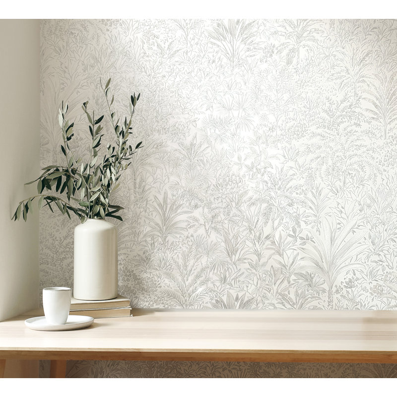 Palm Landscape Italian Heavyweight Wallpaper, White