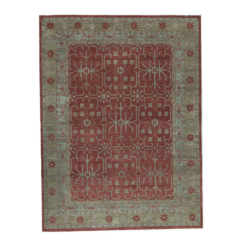 Tapis rouille et doré de haute qualité noué à la main