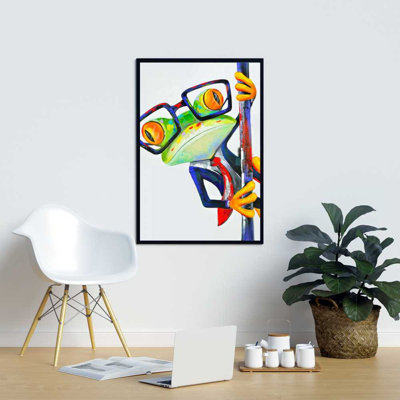 Funny Frog with Glasses - Contemporary Children's Art Canvas