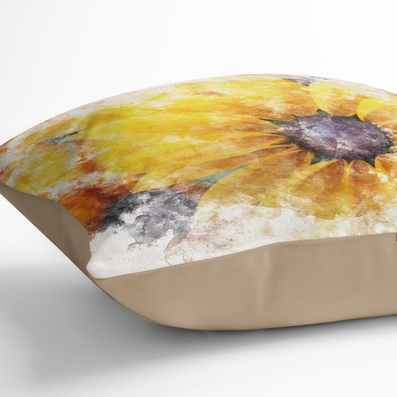 Coneflowers Cushion with Filling, 40cm H x 40cm W x 15cm D, Stone