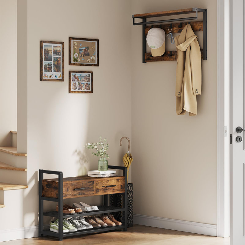 Entryway Coat Rack, Vintage Brown
