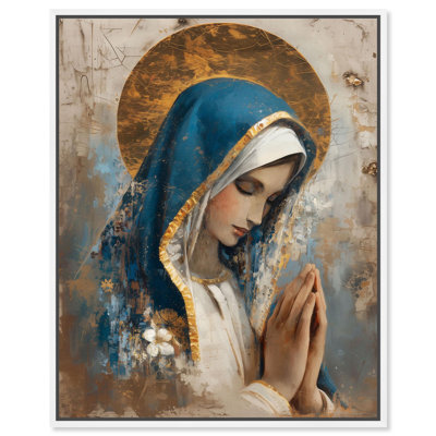 Blessed Mother II Canvas Print Religious Wall Art by Art Remedy, White Frame, 24 x 30