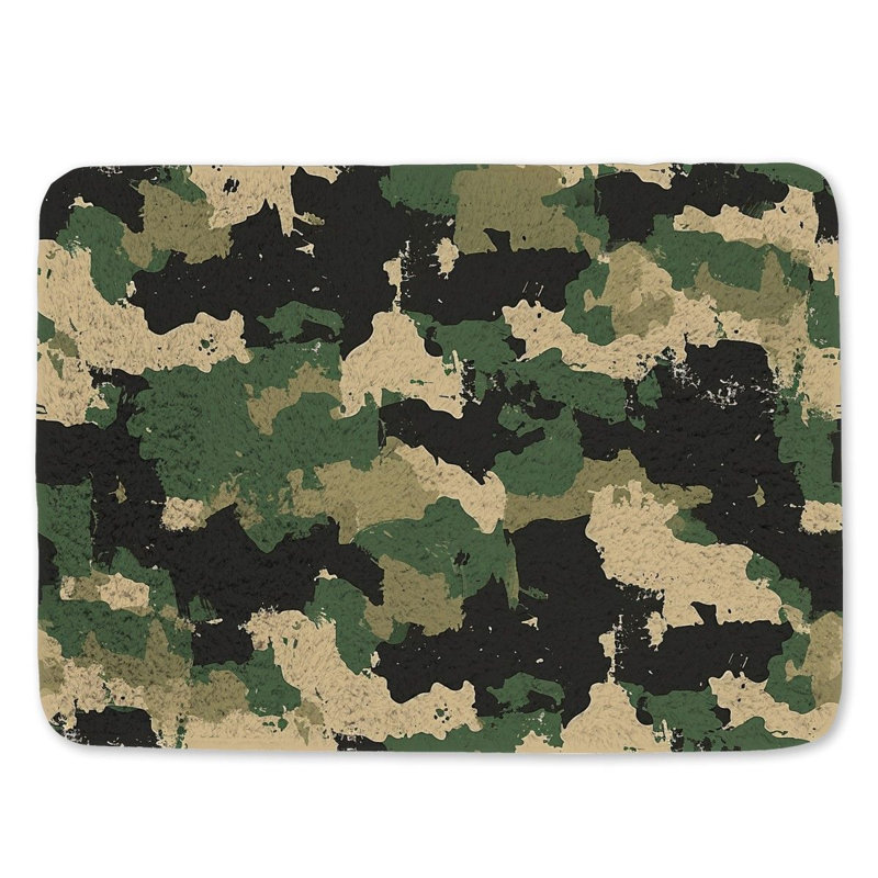Motif de tapis de bain camouflage décor de salle de bain d'inspiration militaire, L 17 po x L 24 po