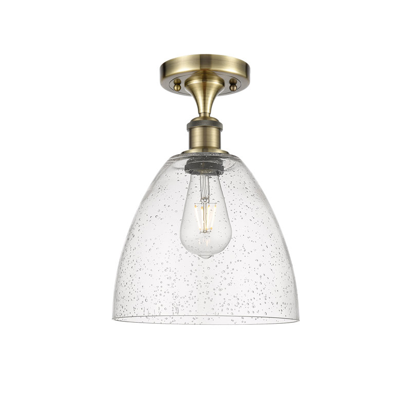 Plafonnier semi-encastré 9 po 1 lumière Amilia, Laiton antique, Ampoule non incluse, H 13,25 po x l 9 po x P 9 po