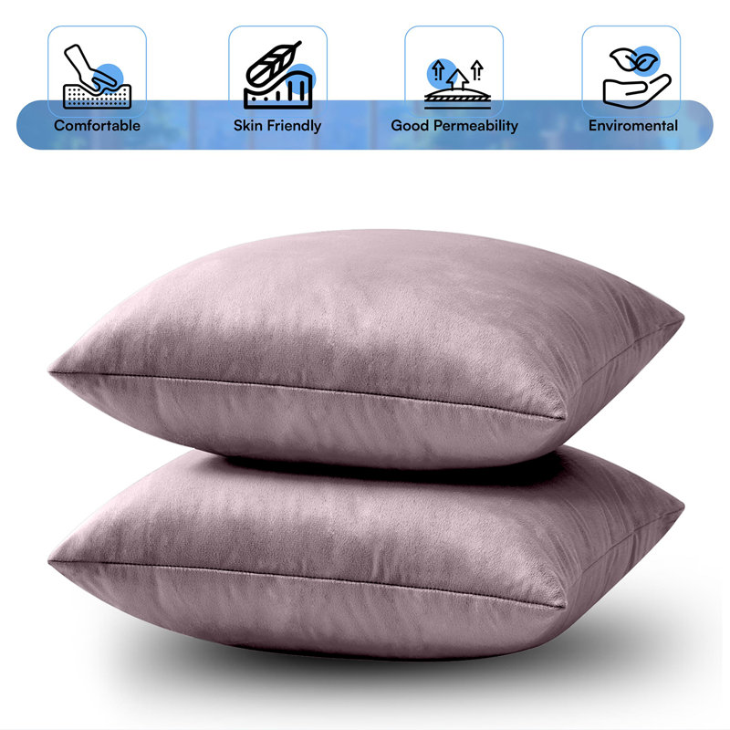 Luxurious Plain Velvet Cushion Covers (Set Of 2), Pink Rose