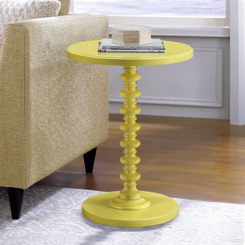 Table de bout à piédestal Fiama, Jaune, H 22,57 po x l 17,54 po