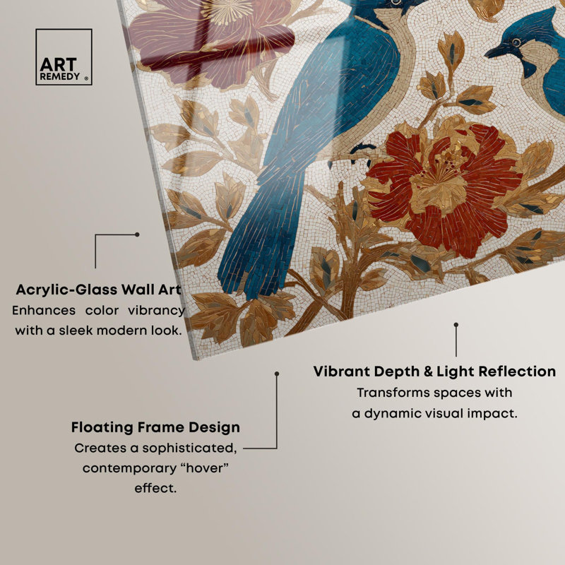 «Blue Jays I», reproduction d'art acrylique sur toile par Art Remedy, H 16 po x l 24 po