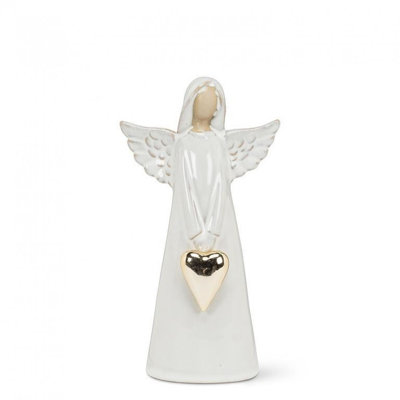 Large Standing Angel With Gold Heart