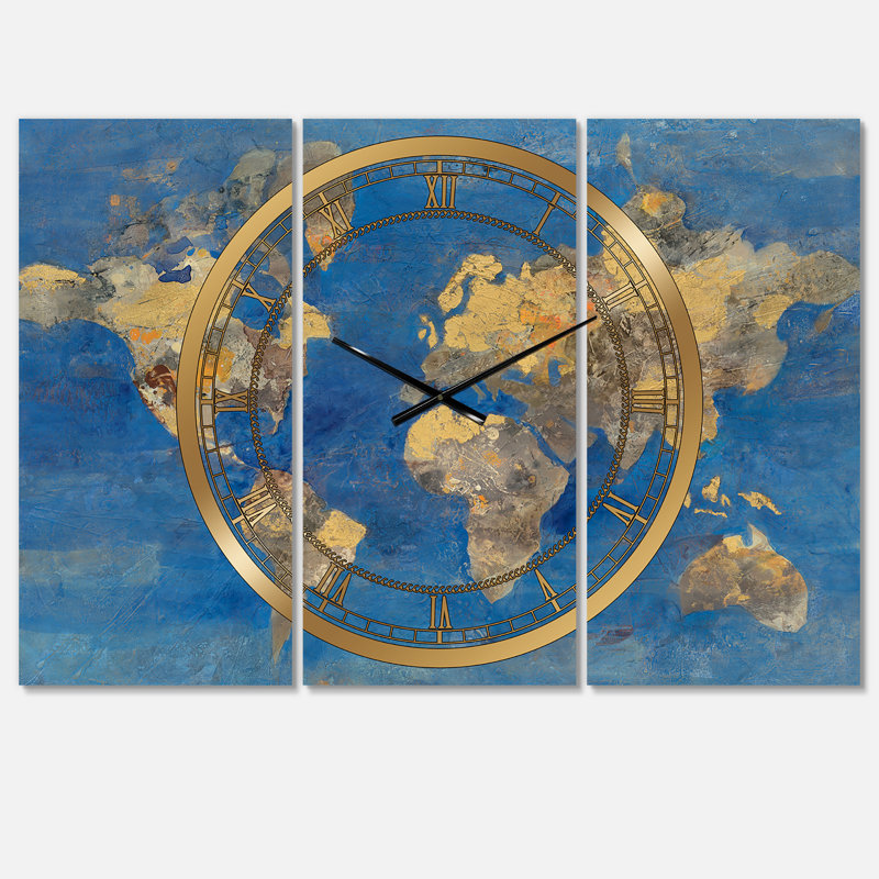 Golden Glam World Map - Traditional wall clock