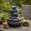 Fontaine de table à 4 niveaux Aleverson avec lumière DEL, gris pierre - Cascade décorative intérieure ou extérieure