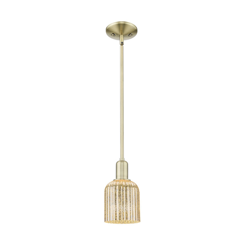 Downtown Urban - Voile de mariée - Mini-luminaire suspendu 1 tige, H 9,63 po x l 5 po x P 5 po, Mercure, Laiton antique