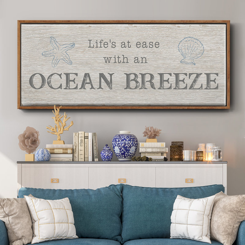 Ocean Breeze- Framed Canvas, 12" H x 30" W
