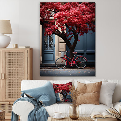 Berrechid France, bicyclette rouge parisienne I sur toile