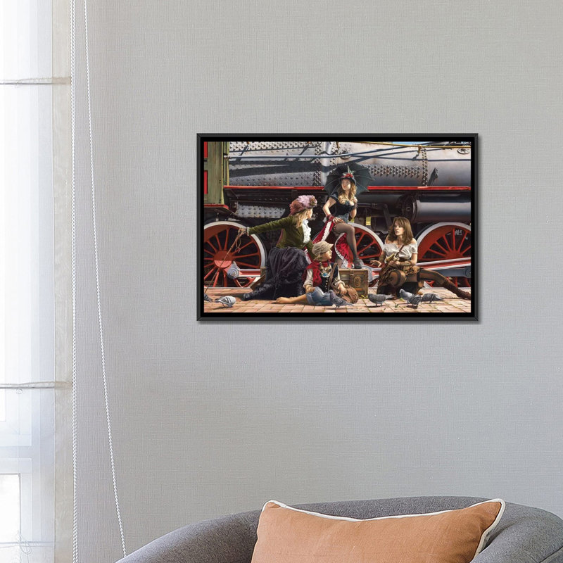 «Last Train for the Coast», impression sur toile, H 18 po x l 26 po x P 1,5 po, Toile avec cadre noir, Pas de tapis