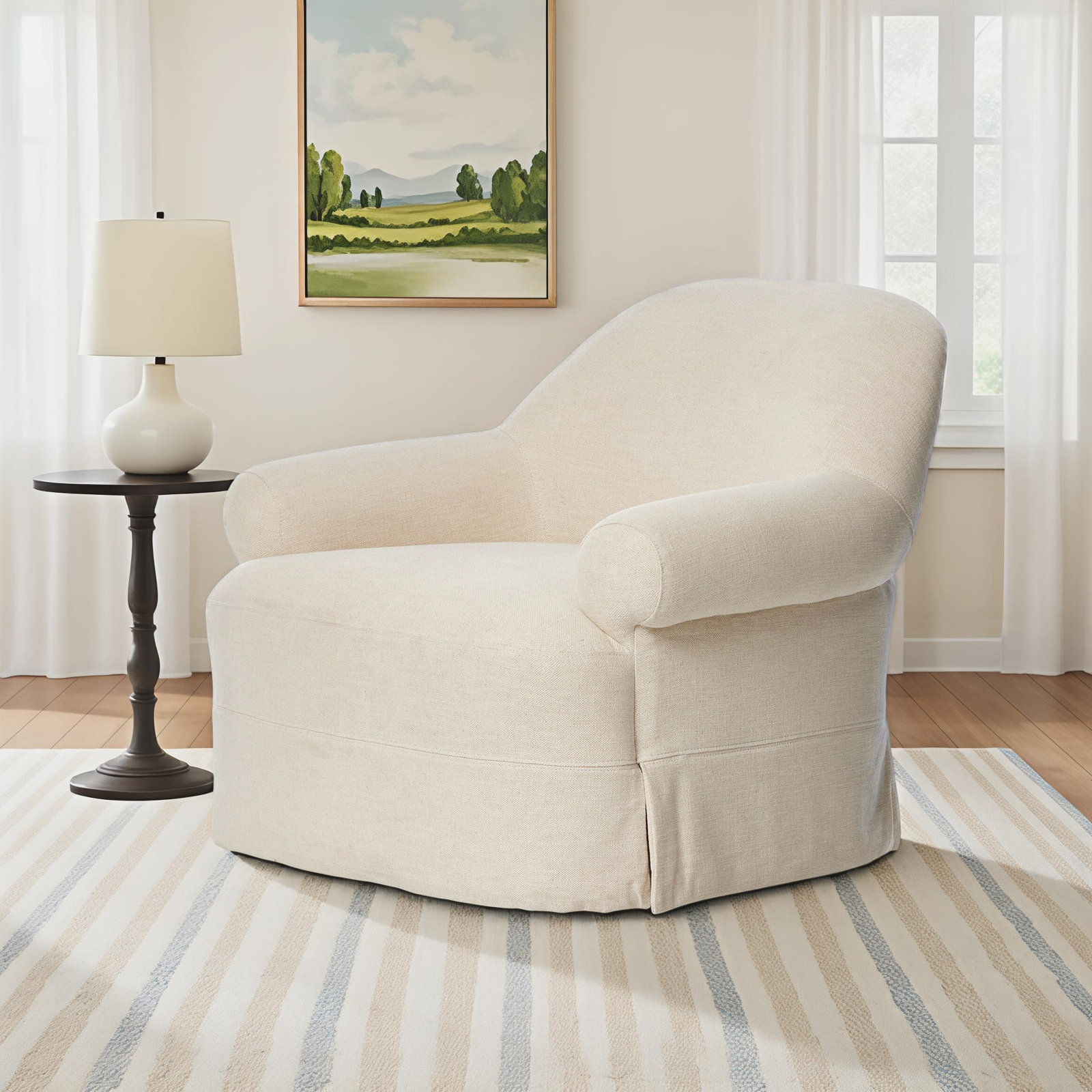 Arden Swivel Chair, Bergamo Parchment