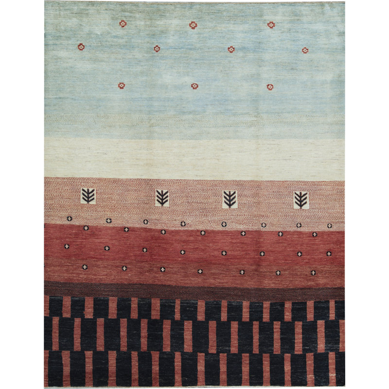 Gabbeh Hand-Knotted High-Quality Rust and Black Area Rug