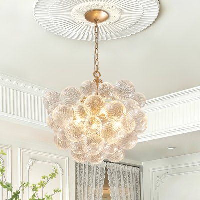 4-Light Modern Glass Bubble Chandelier, 20"D
