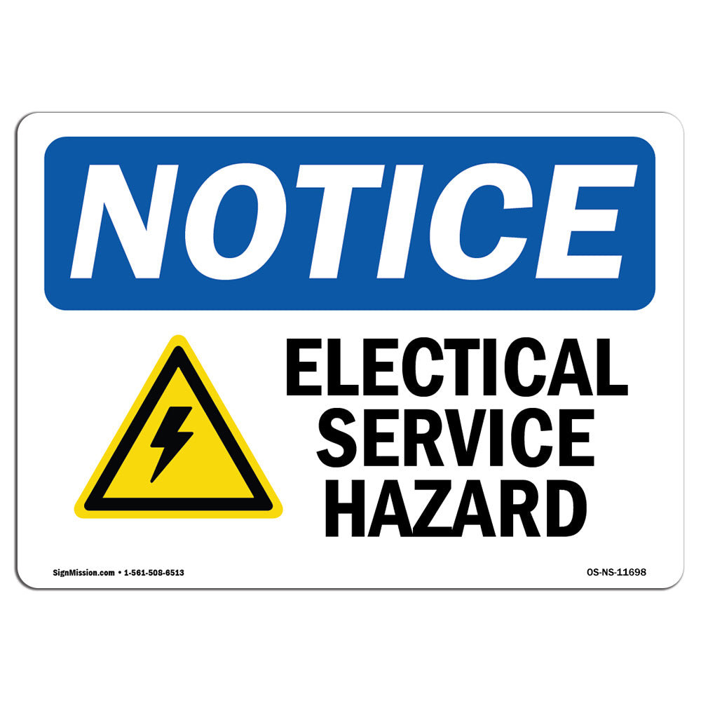 SignMission OSHA Notice - Electrical Shock Hazard Sign with Symbol ...