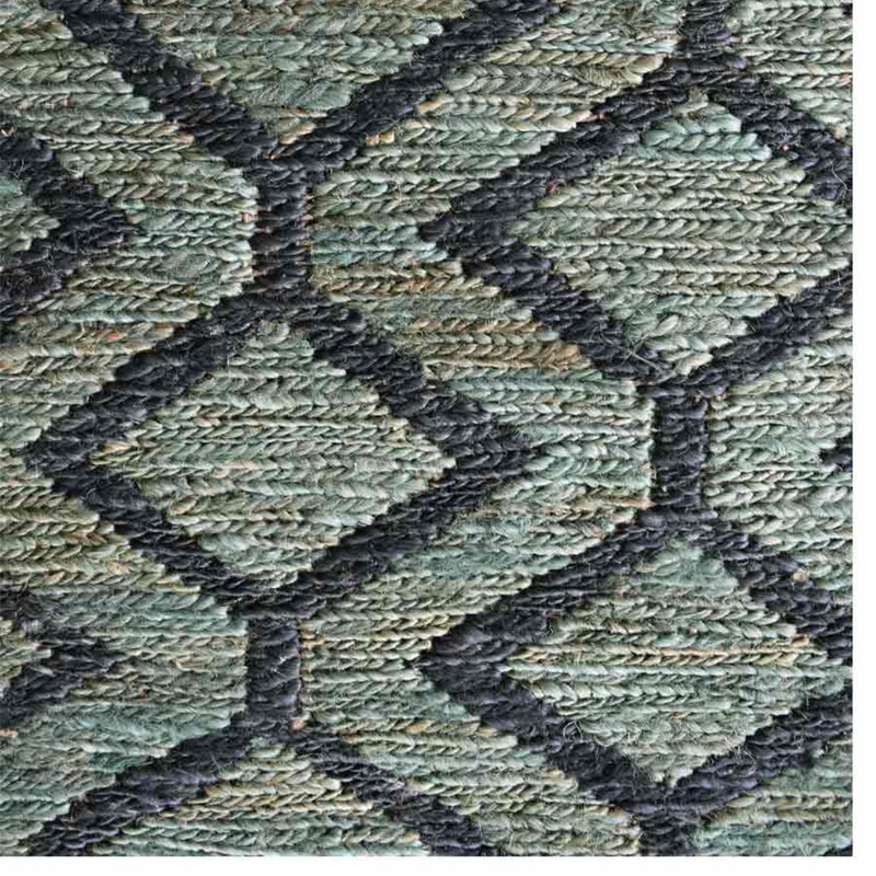 Patchway Hand Knotted Sumak Jute Eco-Friendly Solid Area Rugs - Rectangle, Green Charcoal Color, Geometric Modern Design, High Pile, Natural Fiber, Outdoor Indoor Handmade Area Rugs for Living Room, Bed Room