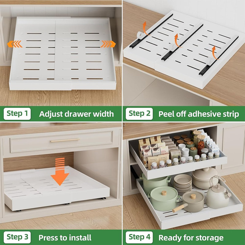 Organisateur de placard coulissant extensible, tablette de rangement coulissante pour la cuisine et la maison
