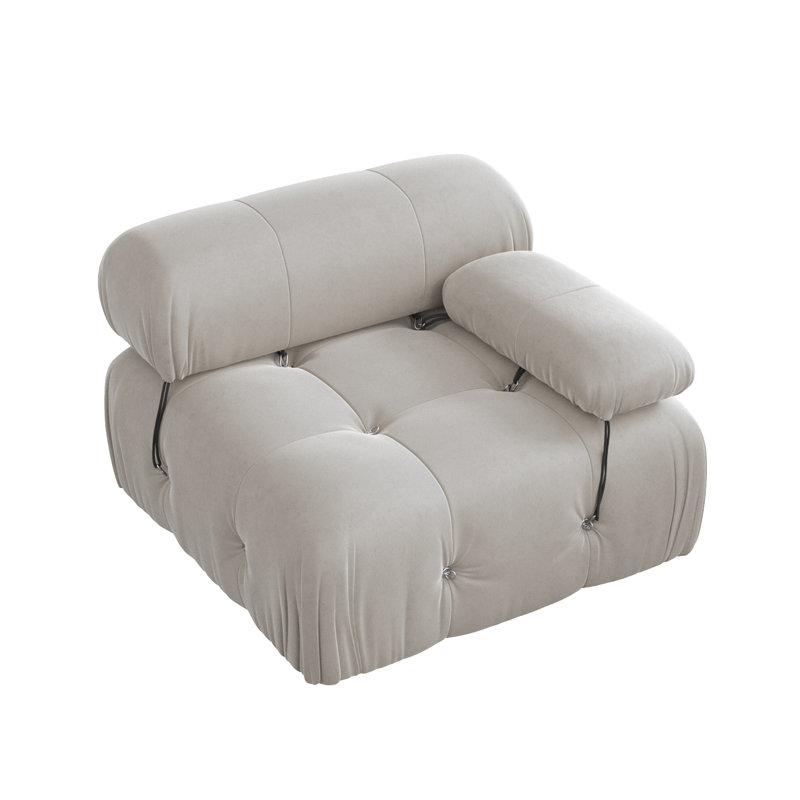 Upholstered Modern Velvet Fabric Single One-Armed Chair, Beige