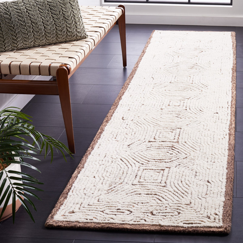 Reinhild Hand Tufted 0.8 Wool 0.2 Cotton Geometric Rug, Runner 2'3" x 9'