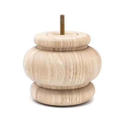 4 in x 4-7/8 in Stained Solid Hardwood Round Bun Foot
