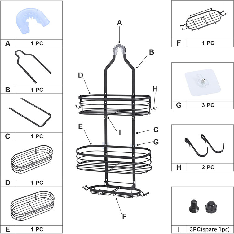 Luziano Suction Shower Caddy Rebrilliant Finish: Black