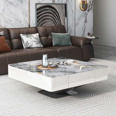 Italian square microcrystalline stone coffee table
