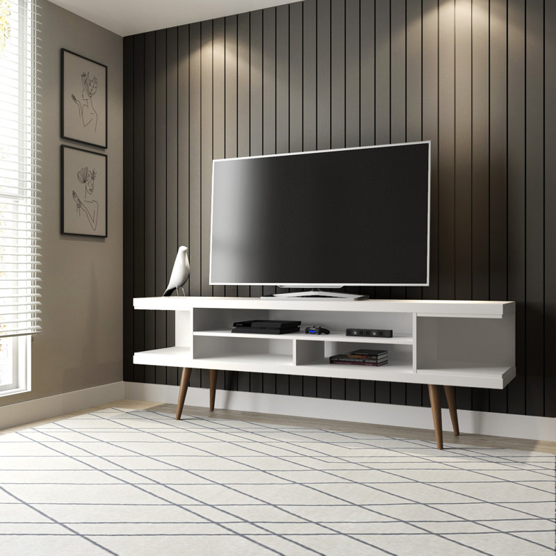 Utopia 70" Contemporary Modern 5-Shelf TV Stand for TVs up to 65" in White, White